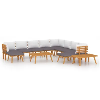 Produktbild von 12-tlg. Garten-Lounge-Set mit Kissen Massivholz Akazie