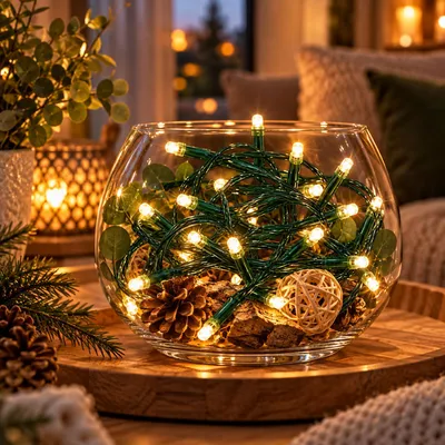 20er LED Lichterkette Weihnachtslichterkette Tannenbaum innen Warmweiß Grün