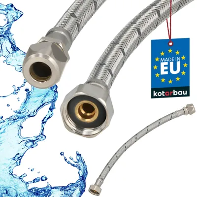 Productafbeelding van KOTARBAU® Flexibele Aansluitslang 1/2“x3/8“ Aansluitslang Armatuur 30 cm Wartelmoer x Knelkoppeling  Roestvrijstalen Aansluitslang Zilver