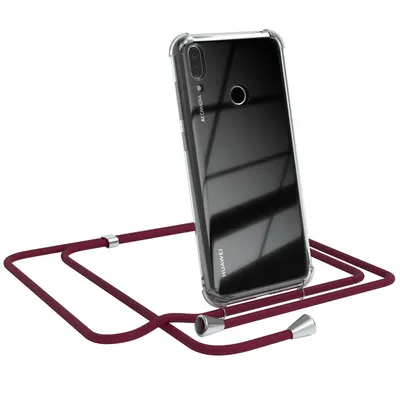 Produktbild von EAZY CASE Handykette kompatibel mit Huawei Y7 2019 / Y7 Prime 2019, Handyhülle mit Umhängeband, Handykordel, Schutzhülle Clear, Band in Rot