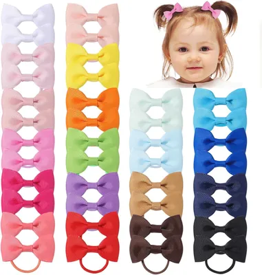 Produktbild von 40 Stück mehrfarbige Haarbänder und Schleifen für Baby- und Mädchenhaare, elastische Stirnbänder, Pferdeschwanzhalter, Gummibänder, Haargummis
