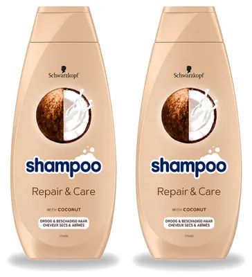 Zdjęcie produktu dla 2 sztuki szamponu Schwarzkopf Repair & Care do włosów zniszczonych - 400 ml - zestaw ekonomiczny