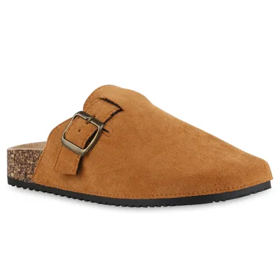 Produktbild von VAN HILL Damen Pantoffeln Hausschuhe Bequeme Schnallen Schuhe 841024, Farbe: Hellbraun, Größe: 38