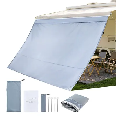 Produktbild von Markisen-Frontwand/Vorderwand Sonnenschutz - 2 x 3,3 m für 3,5-m-Markise - UV-Schutz 50+ - Doppelt genähtes Polyesternetz - Polyurethanbeschichtet - Regenschutz - Für Wohnmobil/Wohnwagen