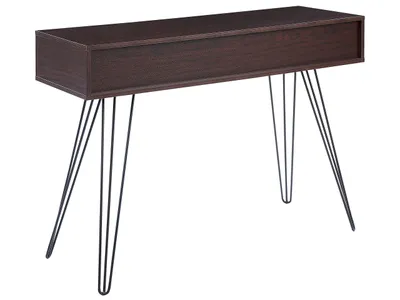 Produktbild von BELIANI Konsolentisch Dunkler Holzfarbton und Schwarz Faserplatte Metallgestell Haarnadelbeine 3 Schubladen Rechteckig Schmal Schlafzimmer Wohnzimmer
