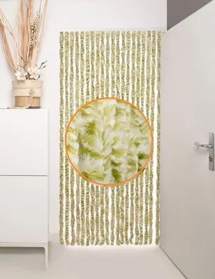 Image de Rideau de porte anti-insectes Rideau moelleux 100x200cm Protection contre les mouches vert/blanc/mixte