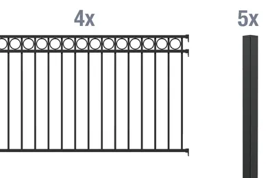 Produktbild von Alberts Zaunkomplettset Circle, zum Einbetonieren matt-schwarz  Höhe 100 cm, Länge: 8 m