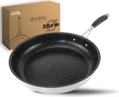 Produktbild von DIVORY Edelstahl Pfanne 20 cm Induktion I Antihaft beschichtete kleine Bratpfanne für alle Herdarten I Ergonomischer Griff, Spülmaschinen geeignet