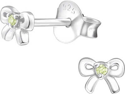 Produktbild von Ohrringe Ohrstecker 925 Sterling Silber Schleife mit Zirkonia in verschiedenen Farben Farbe - Hellgrün