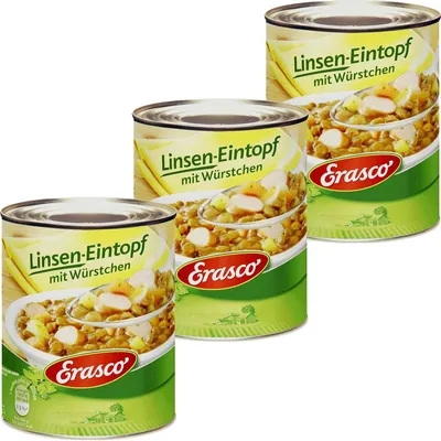 Produktbild von Erasco Linseneintopf mit Würstchen für die ganze Familie 800g 3er Pack
