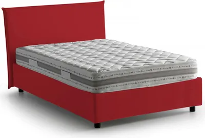 Produktbild von Quadratisches und halbes Bett Dbará, Containerbett mit Stoffbespannung, 100%  Italy, Frontöffnung, inklusive Matratze 120x200 cm, Rot