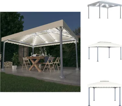 Immagine prodotto di vidaXL Padiglione con luci LED 400x300 cm in alluminio bianco crema - Padiglioni e tende per feste