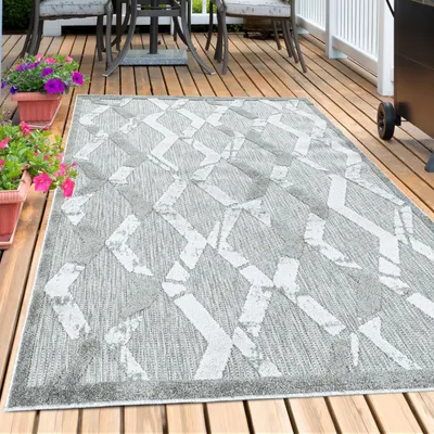 Produktbild von Carpetsale24 Outdoor Teppich Wetterfest für Terasse Balkon Küche Teppich Wasserfest Aussenteppich Mehrfarbig Hoch-Tief Effekt Grösse 140x200 cm