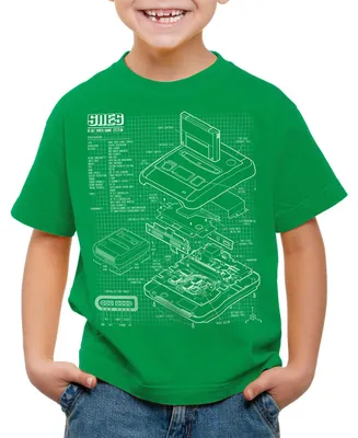 Produktbild von style3 SNES Blaupause Kinder T-Shirt 16-Bit Videospiel