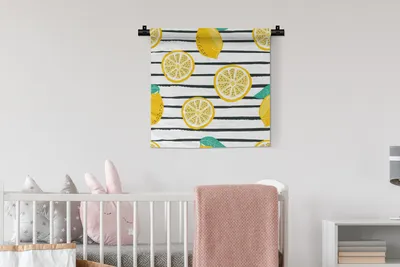 Produktbild von MuchoWow® Wandteppich Wandbehang Zitronen - Sommer - Pastell 60x60 cm Tapisserie Dekoration Wandtuch - Dekorationen - Wand Decke