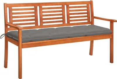 Image de Banc de jardin 3 places avec coussin 150 cm Bois d'eucalyptus