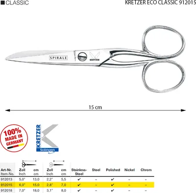 Obrázek produktu pro Univerzální nůžky KRETZER ECO CLASSIC 912015