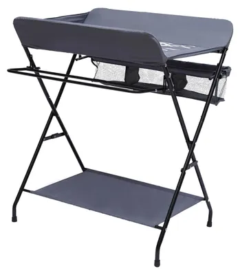 Produktbild von Baby Wickeltisch - Wickelstation - Klappbar - Freistehend - 25 kg Tragkraft - Metallgestell - Oxford-Gewebe - Grau
