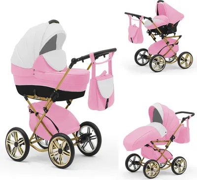 Produktbild von Klassischer Kinderwagen Sorento Gold 4 in 1 inkl. Sportsitz und Autositz in 19 Farben