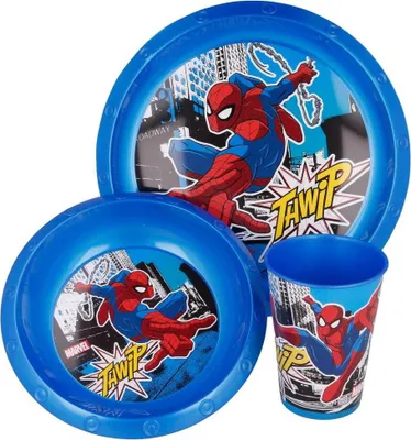 Produktbild von Ein Geschirrset für Kinder mit der Spider-Man-Lizenz