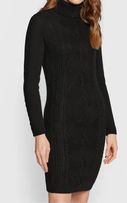 Zdjęcie produktu dla GUESS damska sukienka dzianinowa bodycon czarna XS - Elegancka ikona zimowego stylu