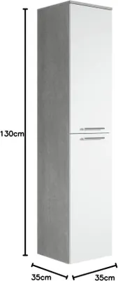 Immagine prodotto di Mobile da bagno bianco in finto cemento, altezza 130 cm