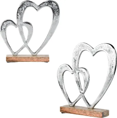 Produktbild von 2er Set Herz Dekoaufsteller Dekoobjekt Silber Amour -10-