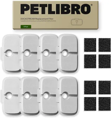 Productafbeelding van Vervangende filters voor kattendrinkfontein - 8 filters en 8 voorfiltersponzen - voor Petlibro Dockstream-fontein