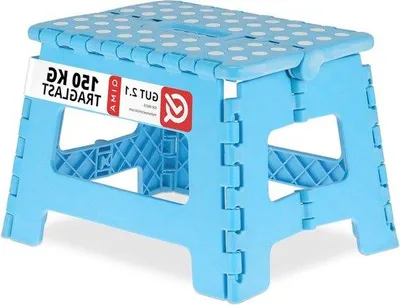Produktbild von Famanu Klappbares Kunststoff-Hocker - 1 Stufe - Hocker für Kinder - HBD 22,5x32x25 cm - Max. 120 kg - Blau/Weiß