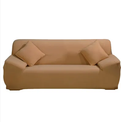 Produktbild von ele ELEOPTION Sofahusse Stretchhusse Sofabezug Polyester Rippstrick (Hellbraun, 3 Sitzer für Sofalänge 185-230cm)