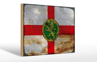 Produktbild von Holzschild Flagge Alderneys 30x20cm Flag Alderney Rost