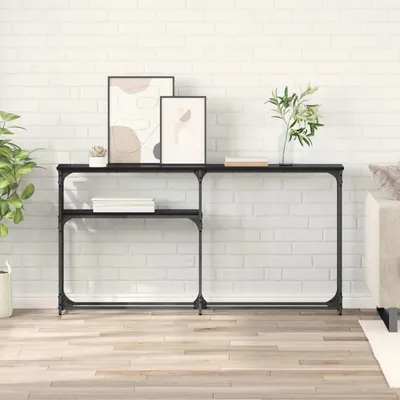 Image de vidaXL Table d'appoint noire aspect chêne 146 x 22,5 x 75 cm