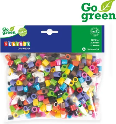 Zdjęcie produktu dla Koraliki naprasowanki Playbox XL Go zielone 500 szt. mix 10 kolorów