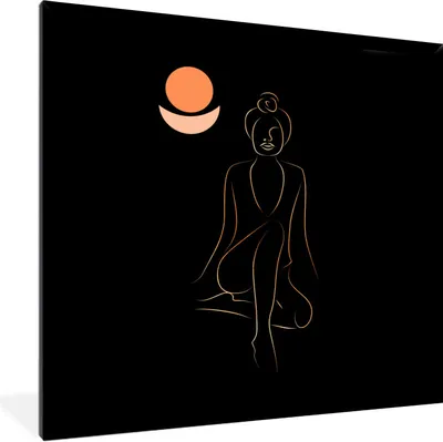 Produktbild von MuchoWow® Gerahmtes Poster Frau - Strichzeichnung - Gold 40x40 cm - Poster mit Schwarzem Bilderrahmen Wandposter Rahmen Foto Bilder - Mit Rahmen - Wanddekoration Schlafzimmer