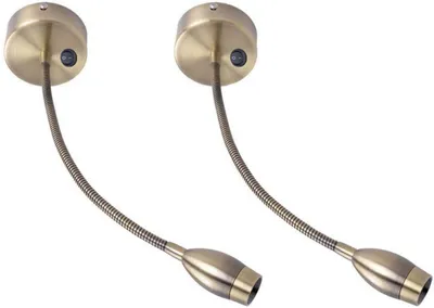 Produktbild von ZMH LED Wandleseleuchte Leselampe Bett Wandmontage Leseleuchte 2er Wandleuchte Bettleuchte Schwanenhals Bronze 2.7W 3000K Warmweiß aus Kupfer 360°