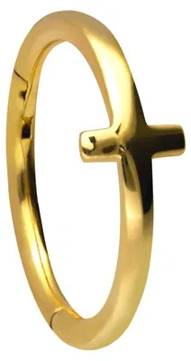 Produktbild von Ohrpiercing, Nasenpiercing, Septum Piercing Chirurgenstahl Segmentring Clicker KREUZ Gold Innendurchmesser: 12 mm