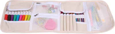 Produktbild von Stricknadelset mit Zopfmuster, Häkelnadel, Markierer, Maßband und Webwerkzeugset