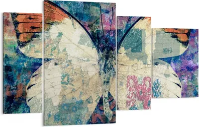 Produktbild von Bild auf Leinwand - Leinwandbild - Schmetterling Abstraktion - 120x70cm - Wand Bild - Wanddeko - Leinwanddruck - Bilder - Kunstdruck - Wanddekoration - Leinwand bilder - Wandkunst - DL120x70-3990