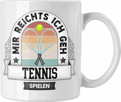 Produktbild von Trendation - Tennis Tasse Geschenk Lustiger Spruch Mir Reichts Ich Geh Tennis Spielen Becher Geschenkidee Tennisspieler (Weiß)