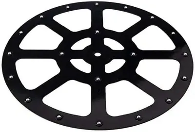 Produktbild von Drehbeschlag 292 mm, 360° drehbar, kugelgelagert, aus schwarzem Kunststoff, mit Drehteller und Druckkugellager, Tragkraft 100 kg