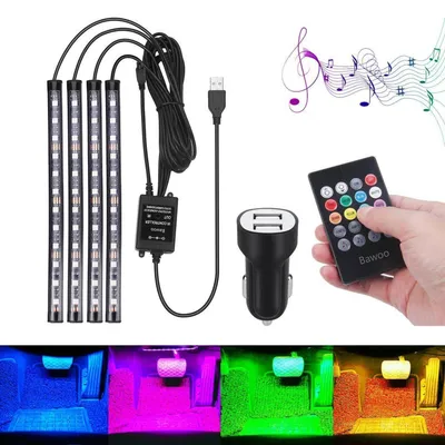 Produktbild von LED Atmosphäre Licht Auto Innenbeleuchtung 48 Streifen RGB mit Fernbedienung USB