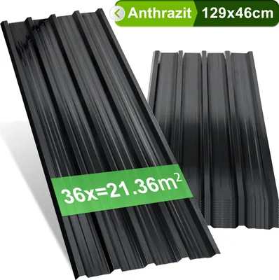 Produktbild von Yakimz 12/24/36x Trapezblech 129x46cm 7-21㎡ für Gerätehaus Metall Dachblech Profilblech Dachpaneele - 36x 21㎡ Anthrazit