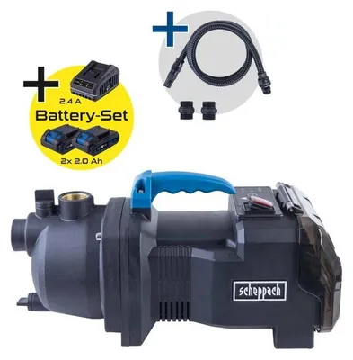 Obrázek produktu pro Akumulátorové zahradní čerpadlo SCHEPPACH C-GP3000-X Set S, průtok 3000 litrů za hodinu, výtlak 25 metrů, 2 baterie 2,0 Ah, 20 V IXES a nabíječka 2,4 A