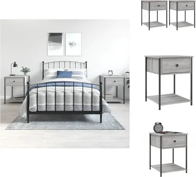 Image de vidaXL Tables de nuit 2 pcs. Gris Sonoma 44x45x58 cm Bois composite - Tables de chevet