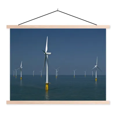 Produktbild von MuchoWow® Textilposter Nordsee - Windmühle - Wasser 150x113 cm mit holzfarbenen Rahmen - Poster