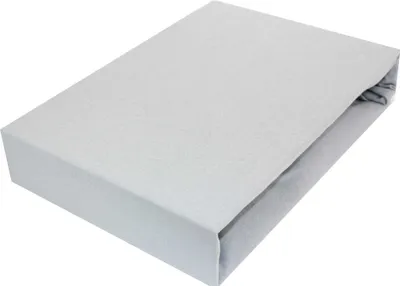 A light gray fitted sheet is shown on a white background.