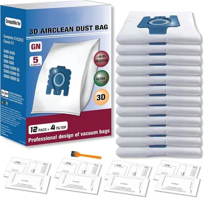 Productafbeelding van PromoHome® 12 stuks stofzuigzakken, compatibel met Miele C1, C2, C3, S2, S5, S8 serie - 12 zakken + 4 filters