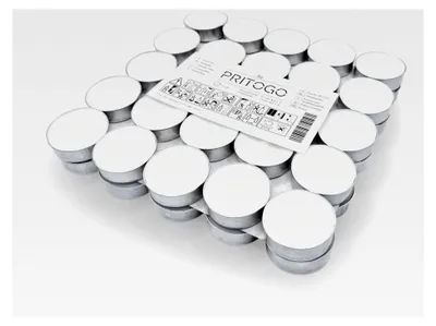 Produktbild von Teelichter, weiß 38 x 12 mm, rußfrei, Brenndauer: 4 Stunden (50 Stück Alu) unparfümiert