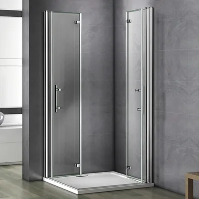Produktbild von B:100xT:100x197cm 180°Falttür Nano+ESG Glas Eckeinstieg Duschabtrennung Duschkabine Drehtür