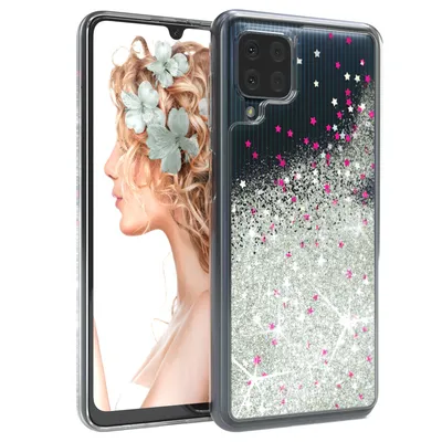Produktbild von EAZY CASE - Glitzer Hülle kompatibel mit Samsung Galaxy M22 / M32 / A22 4G Glitzer Schutzhülle, Soft Case, Backcover Transparent mit Motiv